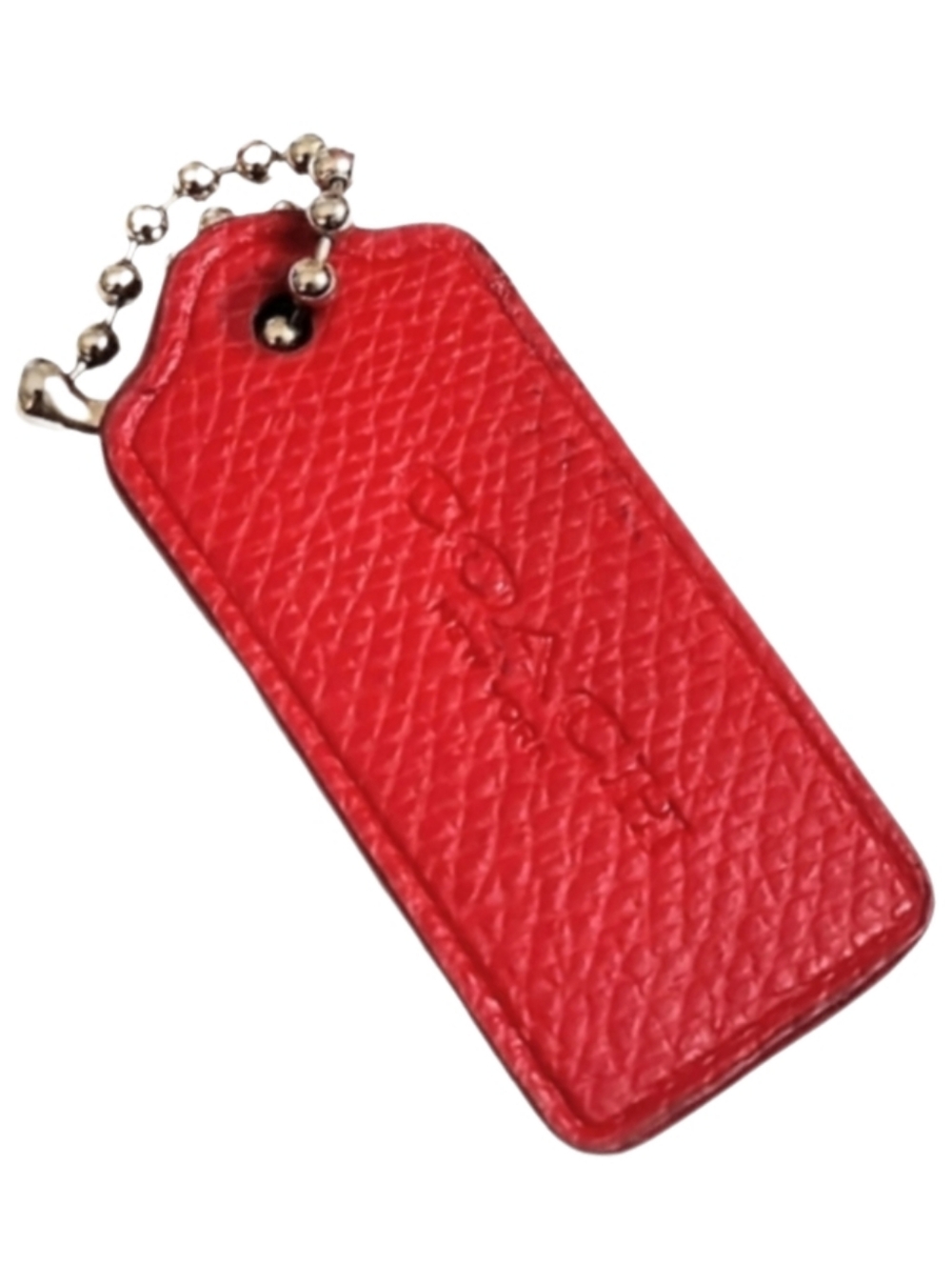 🍅 Coach 2.25" Dark Orange Pebbled Leather Hangtag Keychain Bag Charm Fob
